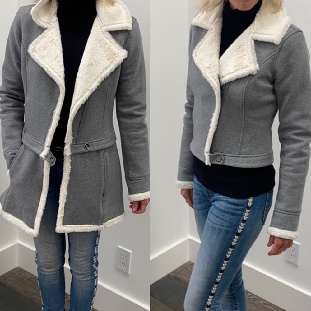 Athleta 2 in 1 Convertible Faux Fur Moto Jacket - Picture 12 of 12
